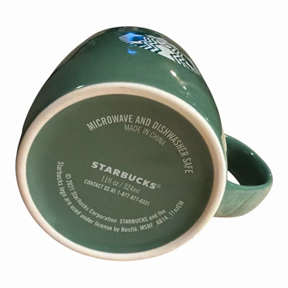 Starbucks Green Siren Logo Coffee Mug 11 oz Ceramic White Interior 2021